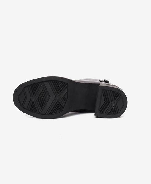 Greyder Women's Genuine Leather Lock Strap Boots in Black