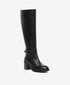 Greyder Women's Knee High Heel Leather Boots With Strap