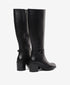 Greyder Women's Knee High Heel Leather Boots With Strap