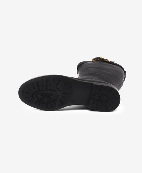 Greyder Women's Knee High Leather Boots With Strap