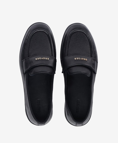 Greyder Women's Leather Moccasin Shoes In Black