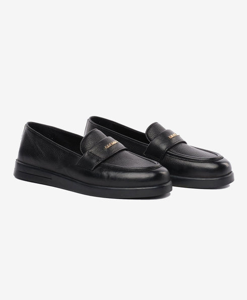 Greyder Women's Leather Moccasin Shoes In Black