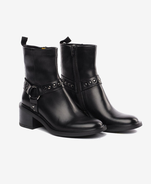 Greyder Women's Straped Leather Boots in Black
