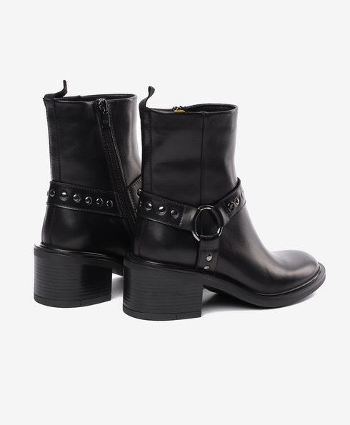 Greyder Women's Straped Leather Boots in Black