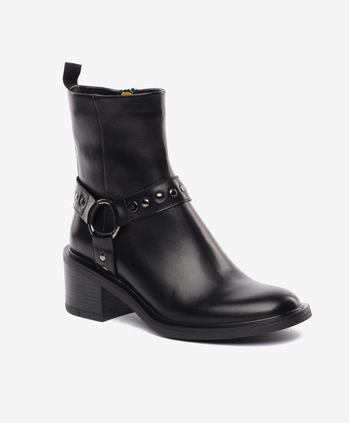 Greyder Women's Straped Leather Boots in Black