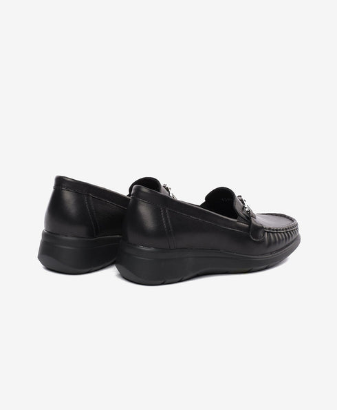 Greyder Women's Traditional High Heel Moccasin shoes in Black