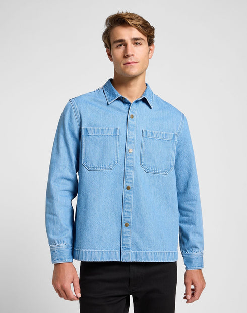 Lee Men's 2 Pocket Overshirt In Light Wash