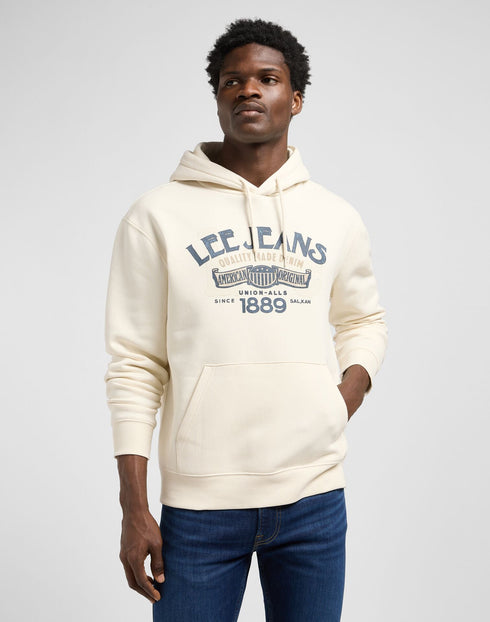 Lee Men's Big Logo Hoodie in Ecru