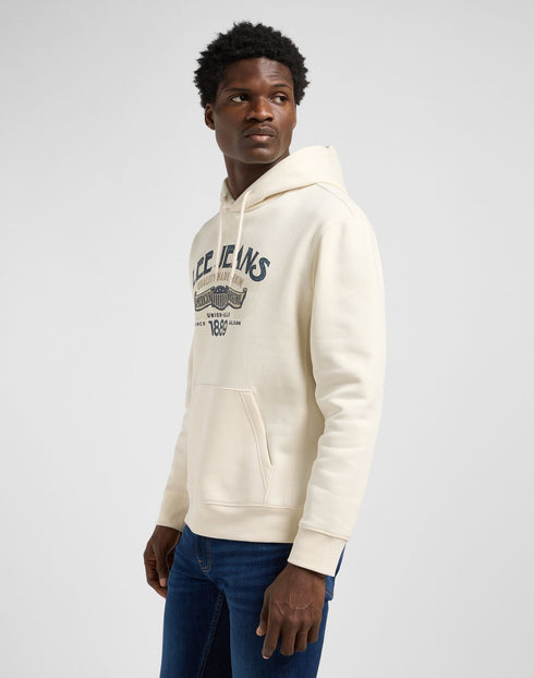 Lee Men's Big Logo Hoodie in Ecru