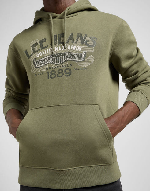 Lee Men's Big Logo Hoodie in Mercantile Green