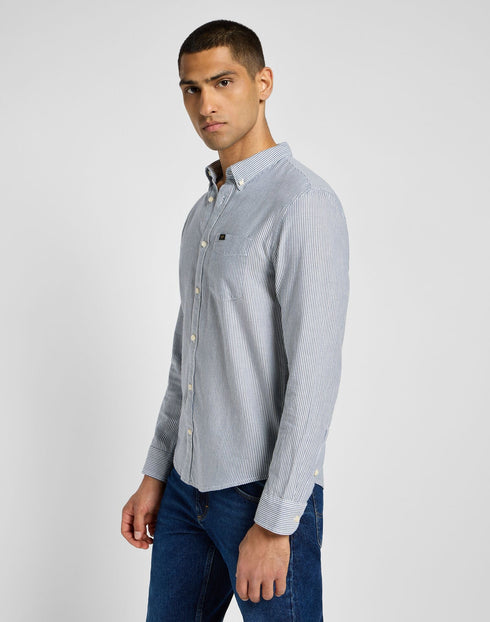 Lee Men's Button Down Shirt In Blue Stripe