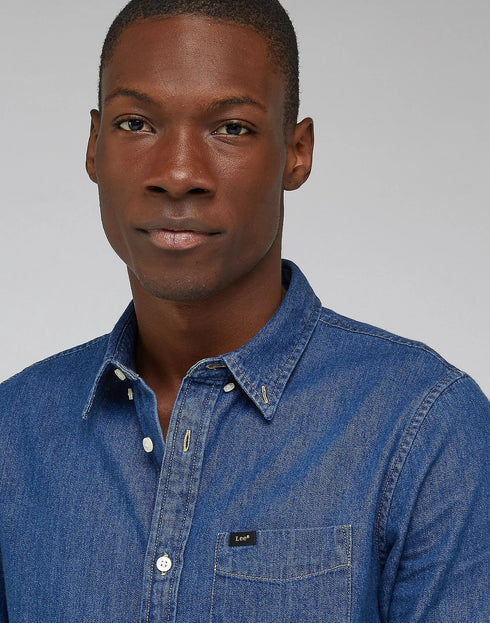 Lee Men's Button Down Shirt In Mid Stone