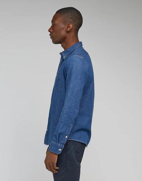 Lee Men's Button Down Shirt In Mid Stone