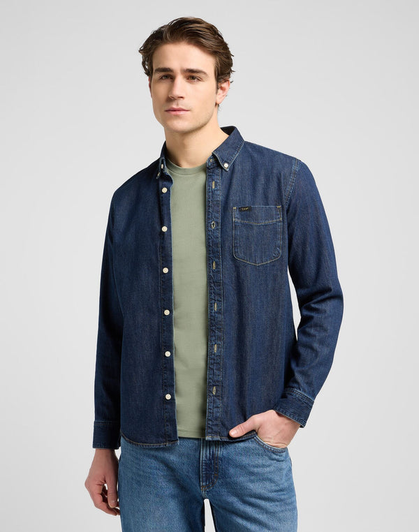 Lee Men's Button Down Shirt In Rinse - Rodeo In
