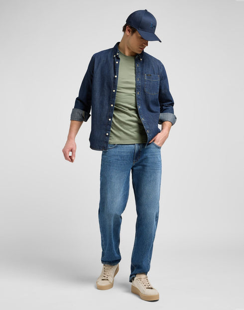 Lee Men's Button Down Shirt In Rinse - Rodeo In
