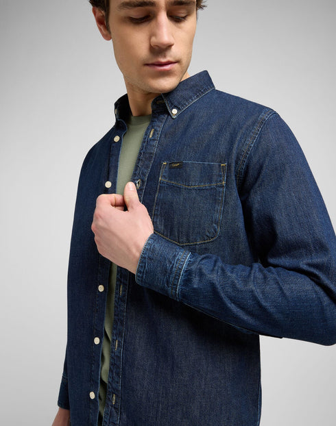 Lee Men's Button Down Shirt In Rinse - Rodeo In