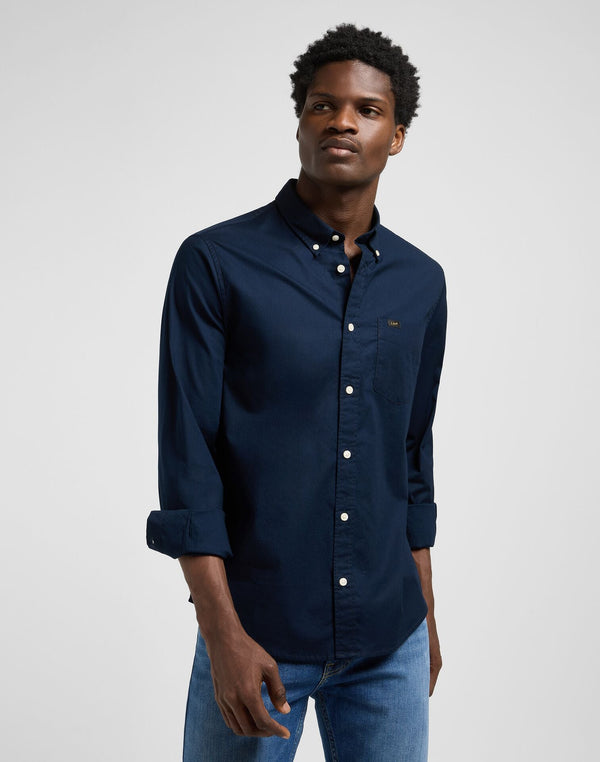 Lee Men's Button Down Shirt In Rivet Navy - Rodeo In