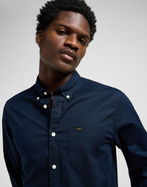 Lee Men's Button Down Shirt In Rivet Navy - Rodeo In