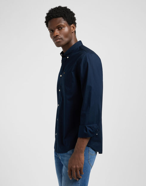 Lee Men's Button Down Shirt In Rivet Navy - Rodeo In