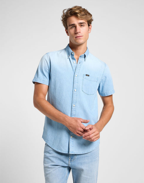 Lee Men's Button down Short Sleeve Shirt in Light Desert Wash - Rodeo In