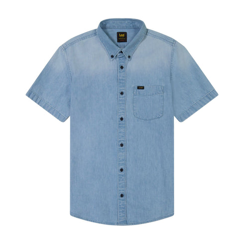 Lee Men's Button down Short Sleeve Shirt in Light Desert Wash - Rodeo In