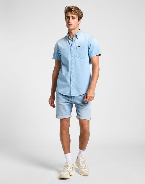 Lee Men's Button down Short Sleeve Shirt in Light Desert Wash - Rodeo In