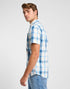 Lee Men's Button Down Short Sleeve Shirt in Stream Ecru Plaid