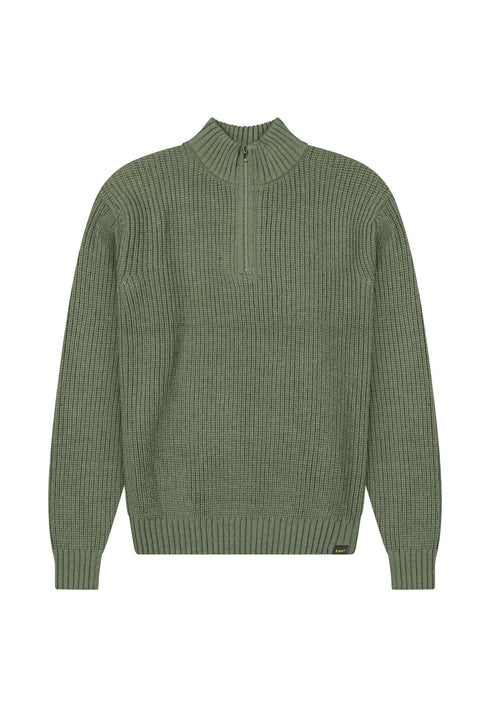 Lee Men's Clean Half Zip Knit Sweatshirt in Olive Gray