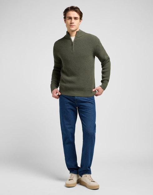 Lee Men's Clean Half Zip Knit Sweatshirt in Olive Gray
