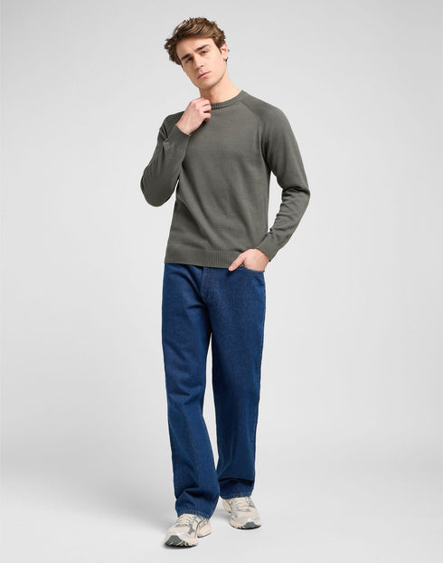 Lee Men's Clean Raglan Sweater In Olive Gray - Rodeo In
