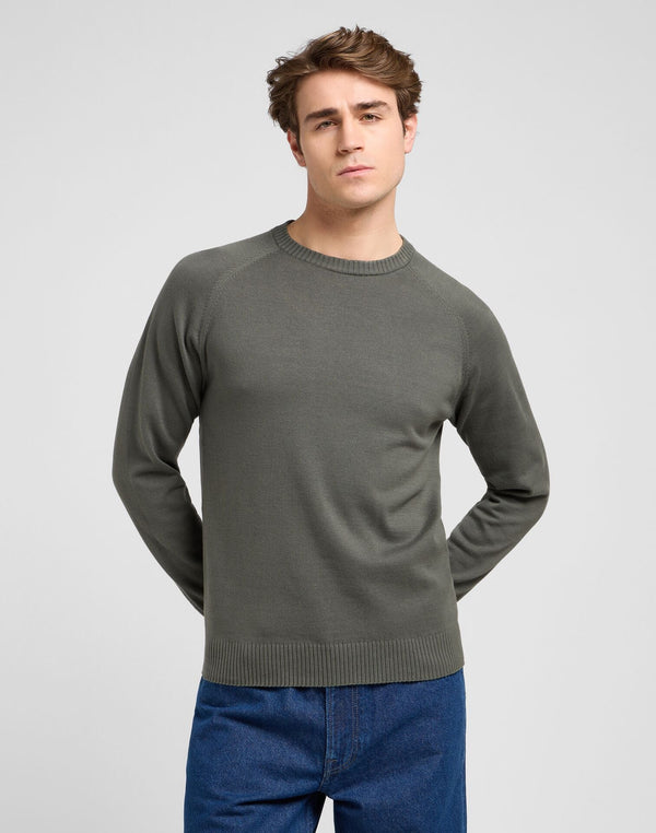 Lee Men's Clean Raglan Sweater In Olive Gray - Rodeo In