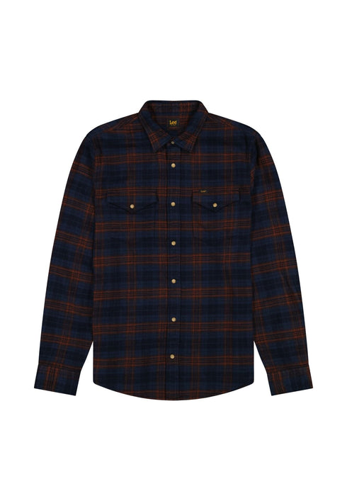 Lee Men's Clean Western Shirt In Luxe Rivet Navy - Rodeo In
