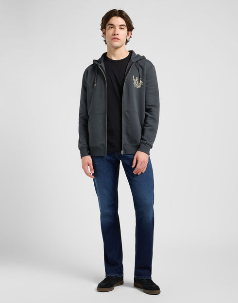 Lee Men's Elevated Essential Zip Hoodie In Washed Black