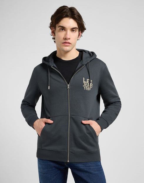 Lee Men's Elevated Essential Zip Hoodie In Washed Black