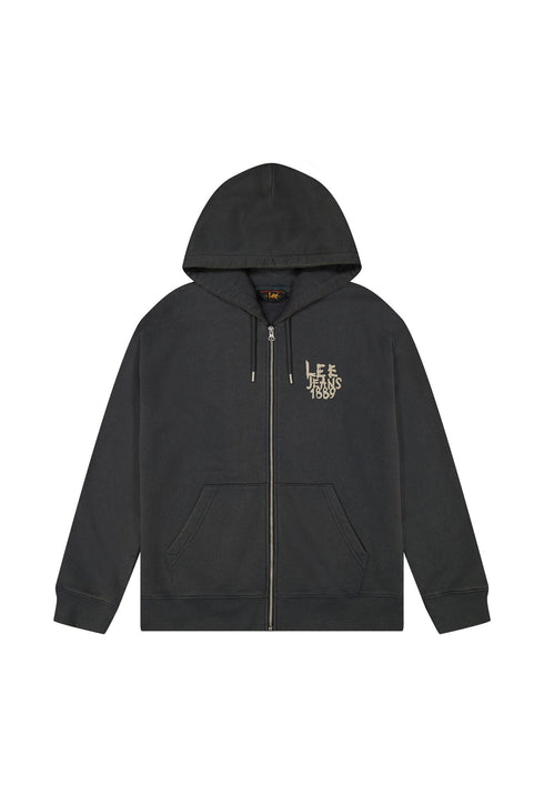 Lee Men's Elevated Essential Zip Hoodie In Washed Black