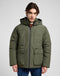 Lee Men's Hooded Short Puffer Jacket In Olive Gray