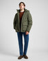 Lee Men's Hooded Short Puffer Jacket In Olive Gray