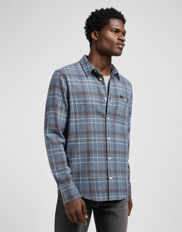 Lee Men's Leesure Shirt In Indigo Static Plaid - Rodeo In