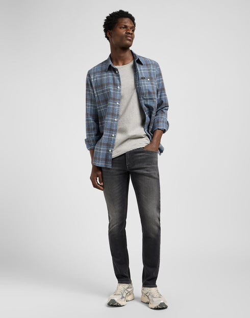 Lee Men's Leesure Shirt In Indigo Static Plaid - Rodeo In