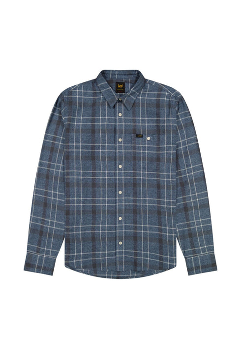 Lee Men's Leesure Shirt In Indigo Static Plaid - Rodeo In