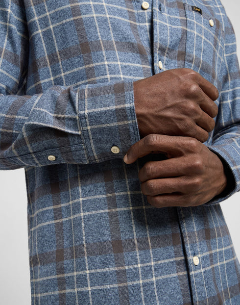 Lee Men's Leesure Shirt In Indigo Static Plaid - Rodeo In