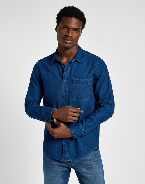 Lee Men's Leesure Shirt in Ink Blue Wash - Rodeo In