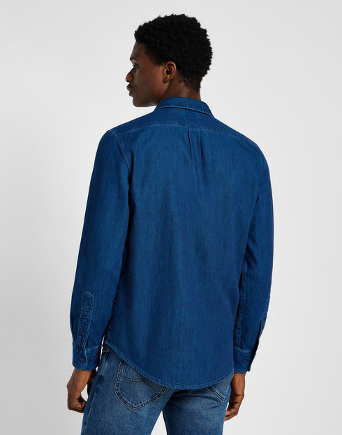 Lee Men's Leesure Shirt in Ink Blue Wash