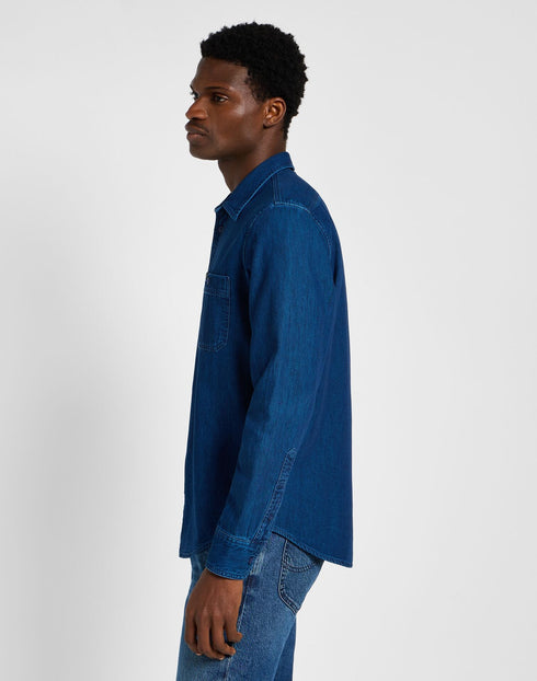 Lee Men's Leesure Shirt in Ink Blue Wash