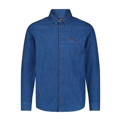 Lee Men's Leesure Shirt in Ink Blue Wash