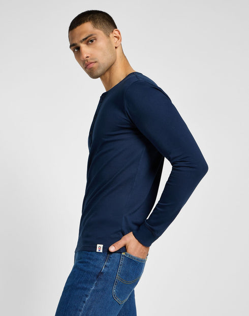 Lee Men's Long Sleeve Henley Inky Blue