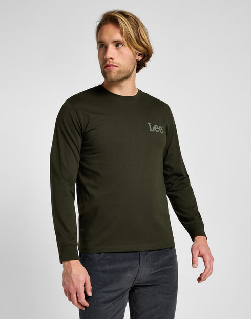 Lee Men's Long Sleeve Med Wobbly T-Shirt In Olive Night