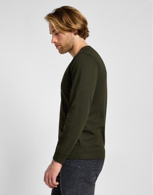 Lee Men's Long Sleeve Med Wobbly T-Shirt In Olive Night