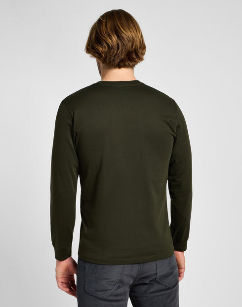 Lee Men's Long Sleeve Med Wobbly T-Shirt In Olive Night