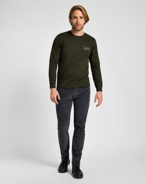 Lee Men's Long Sleeve Med Wobbly T-Shirt In Olive Night